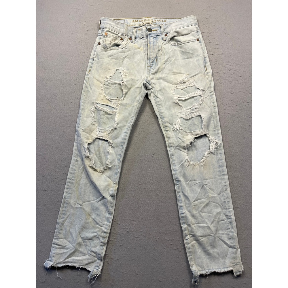 American Eagle Slim Straight 100% Cotton Light Wash 28x28 Mens